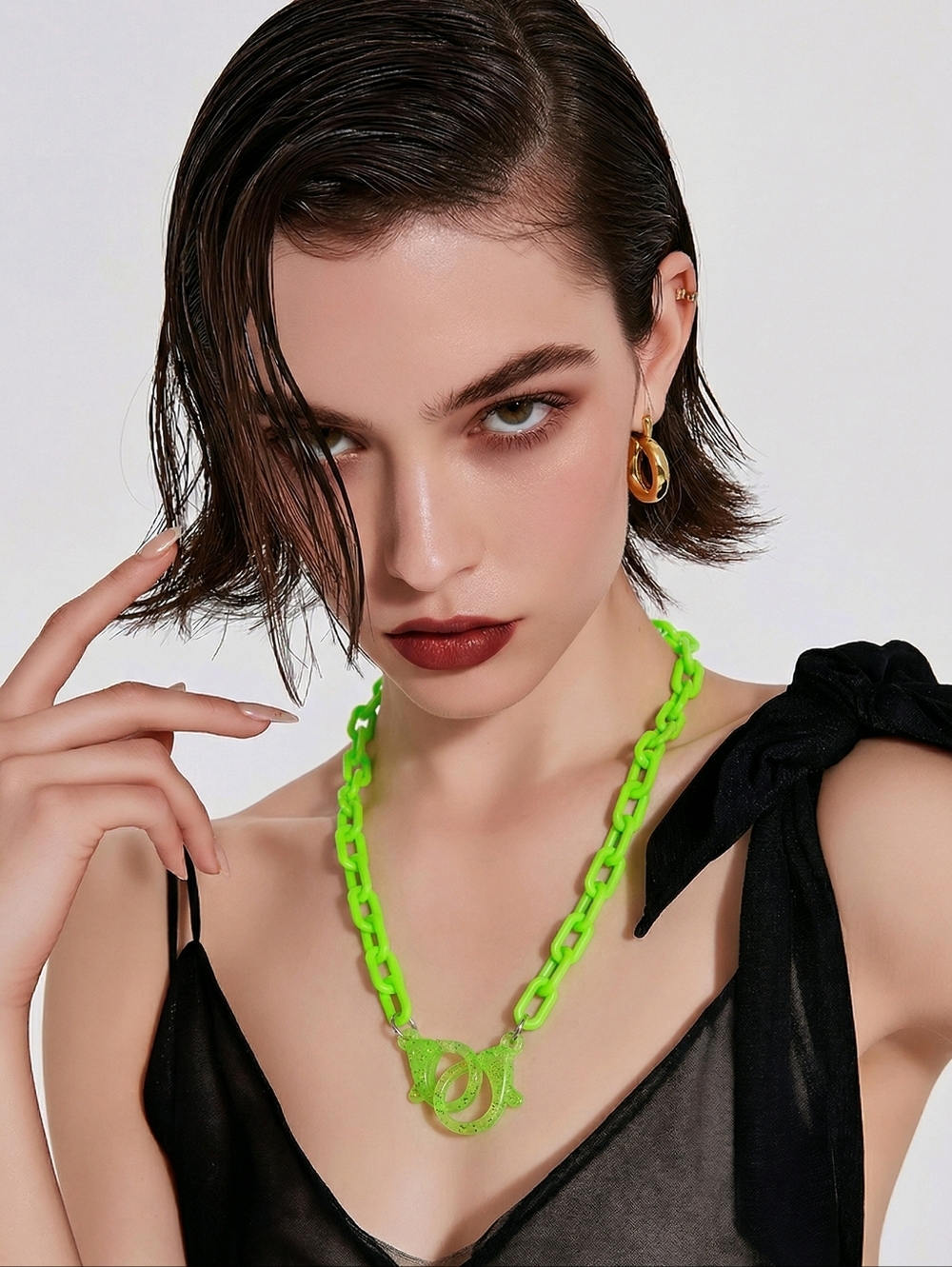 Neon Green Glow Chain Necklace – Blacklight Rave Acrylic Link